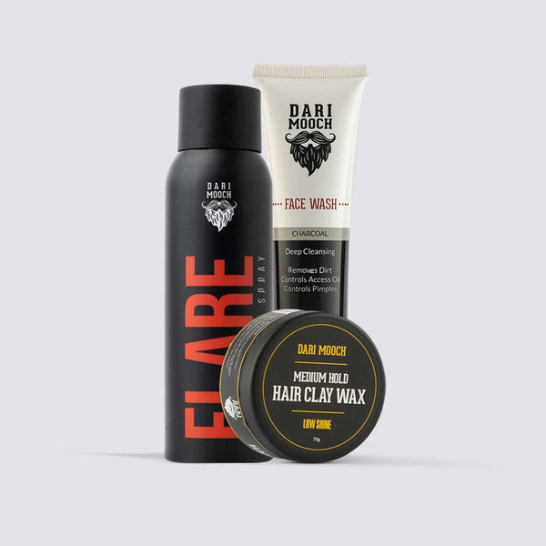 Flare Body Spray + Charcoal Face Wash + Hair Clay Wax