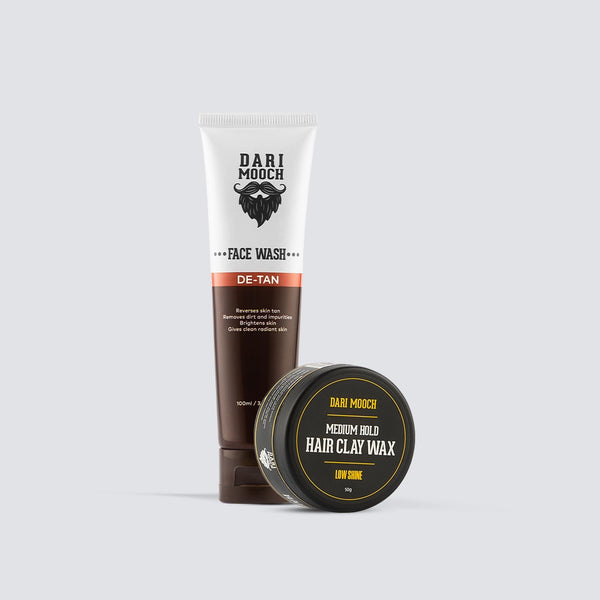 Hair Clay Wax + De-tan Face Wash Bundle