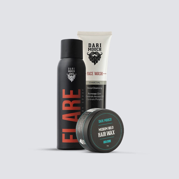 Flare Body Spray + Charcoal Face Wash + Hair Wax