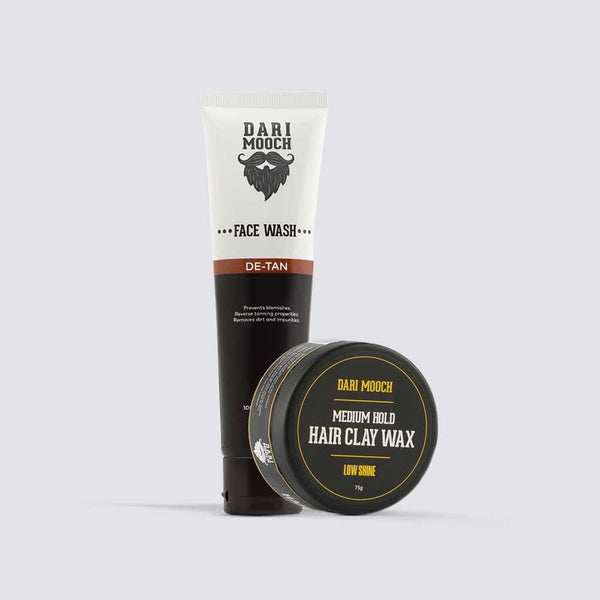 Hair Clay Wax + De-tan Face Wash Bundle - Dari Mooch